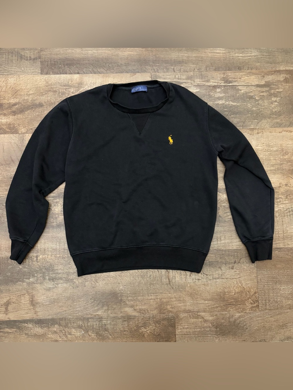 Vintage Polo by Ralph Lauren Black Crewneck Sweater with Yellow Pony